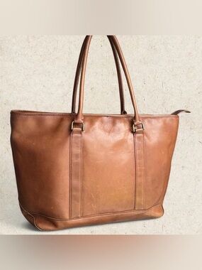 Vintage 1990s L.L. Bean Brown Genuine Leather Field & Town Tote Bag
